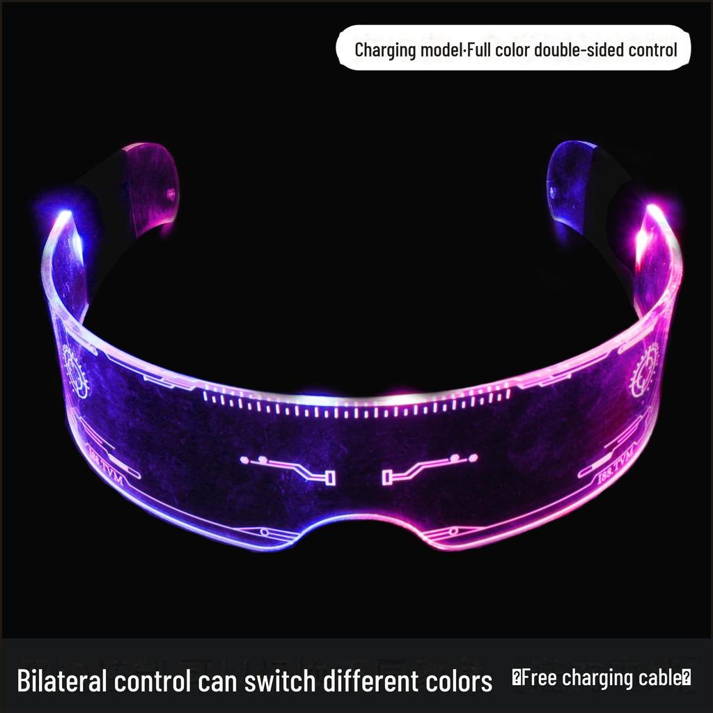LED Colorful Punk Party Glasses: Cross-Mirror Luminous Festival Eyewear