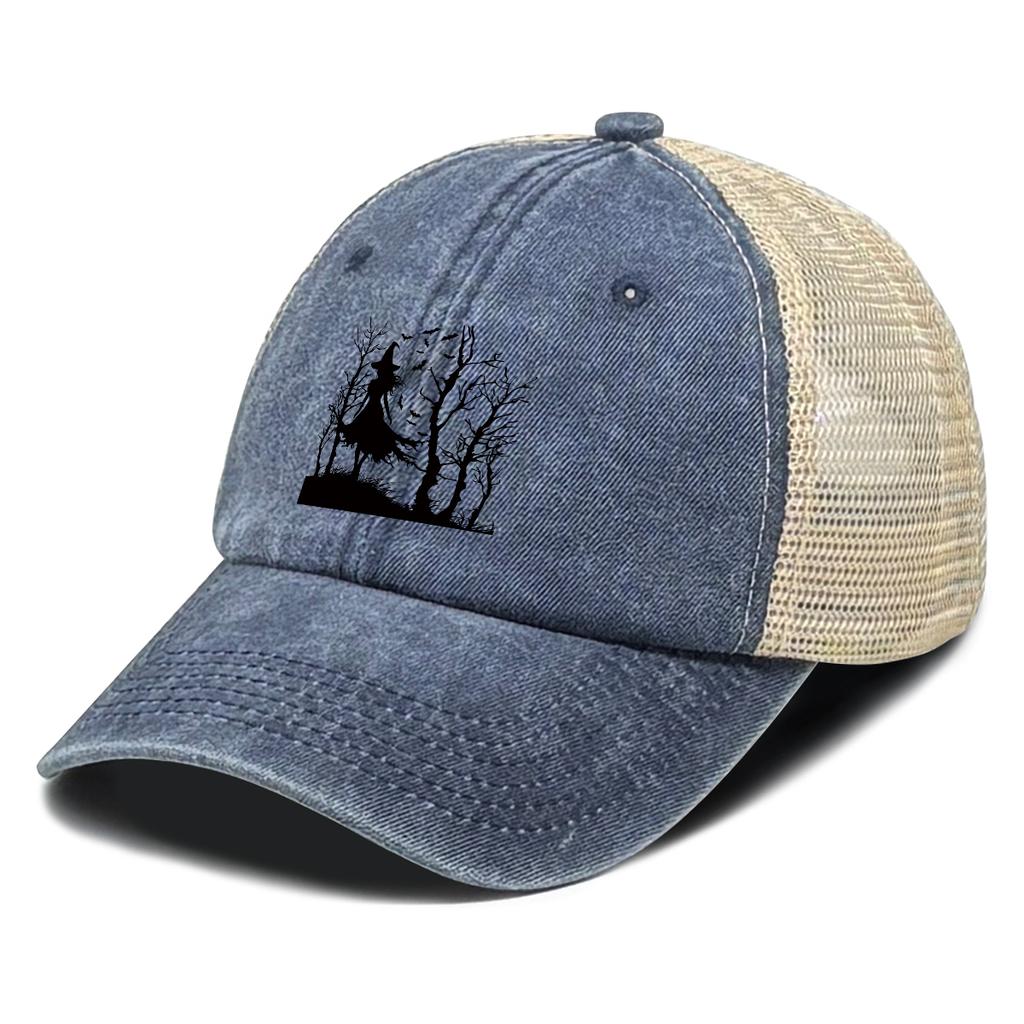Black Grim Reaper And Tree Printed Baseball Cap Adjustable Mesh Unisex Fashion Hat For Women Unisex Street Style Travel  Sports