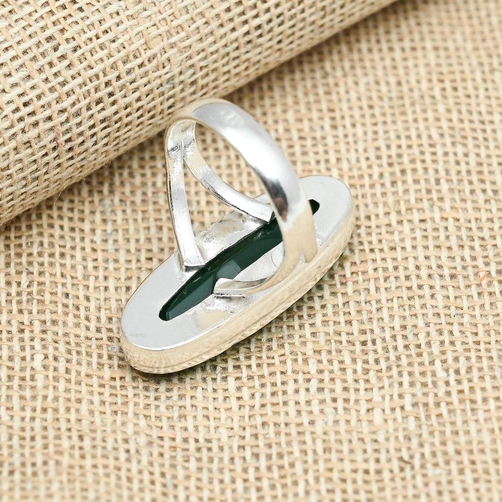 Изумрудный драгоценный камень, созданный в лаборатории, ювелирное кольцо ручной работы из твердого серебра 925 пробы, все размеры