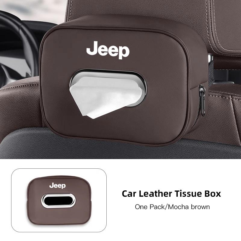 New PU Leather Car Tissue Box Storage Bag Accessories For Jeep Renegade Wrangler JL JK Gladiator Grand Cherokee Compass Patriot ALV1
