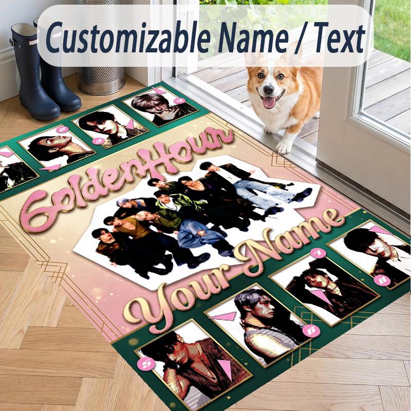 Custom Text ATEEZ Pattern Floor Rug Soft Indoor Carpet Mat Living Room Bedroom