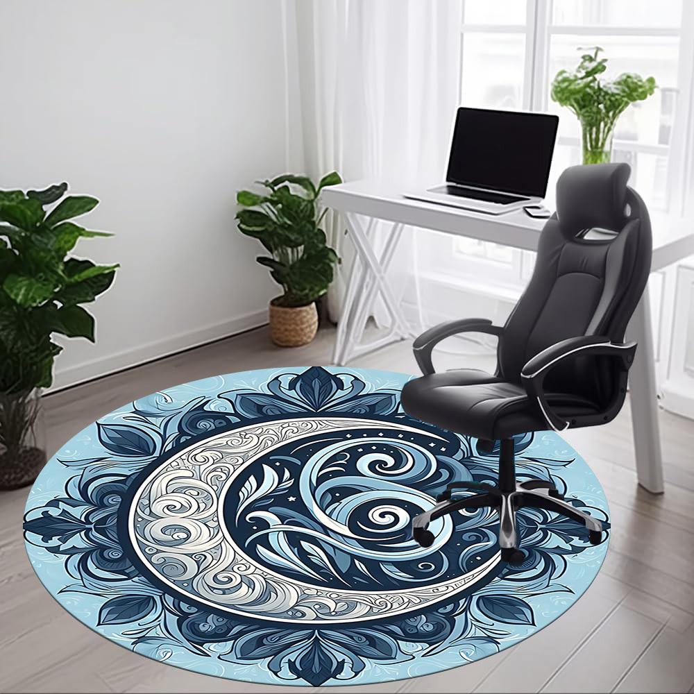 1pc Moon Swirls Office Round Area Rug,  Mat Suitable For Office, Under Office Chairs Bedroom Living Room Home Decor, Room Deco