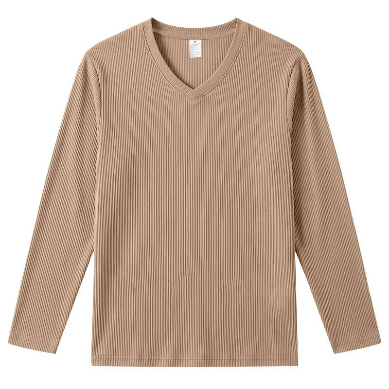 Men S V Neck Solid Long Sleeve Slim Fit Casual T Shirt