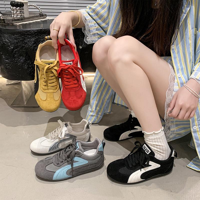 Fashion Summer Vintage Patchwork Racing Shoes Breathable Designer Trainers Women Sneakers Casual Lace-Up Sporty Shoes Tenis De Mujer
