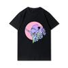 Plus Size Evangelion Printed Unisex T Shirts Round Neck Cotton Tops Summer Anime Casual Black Tees