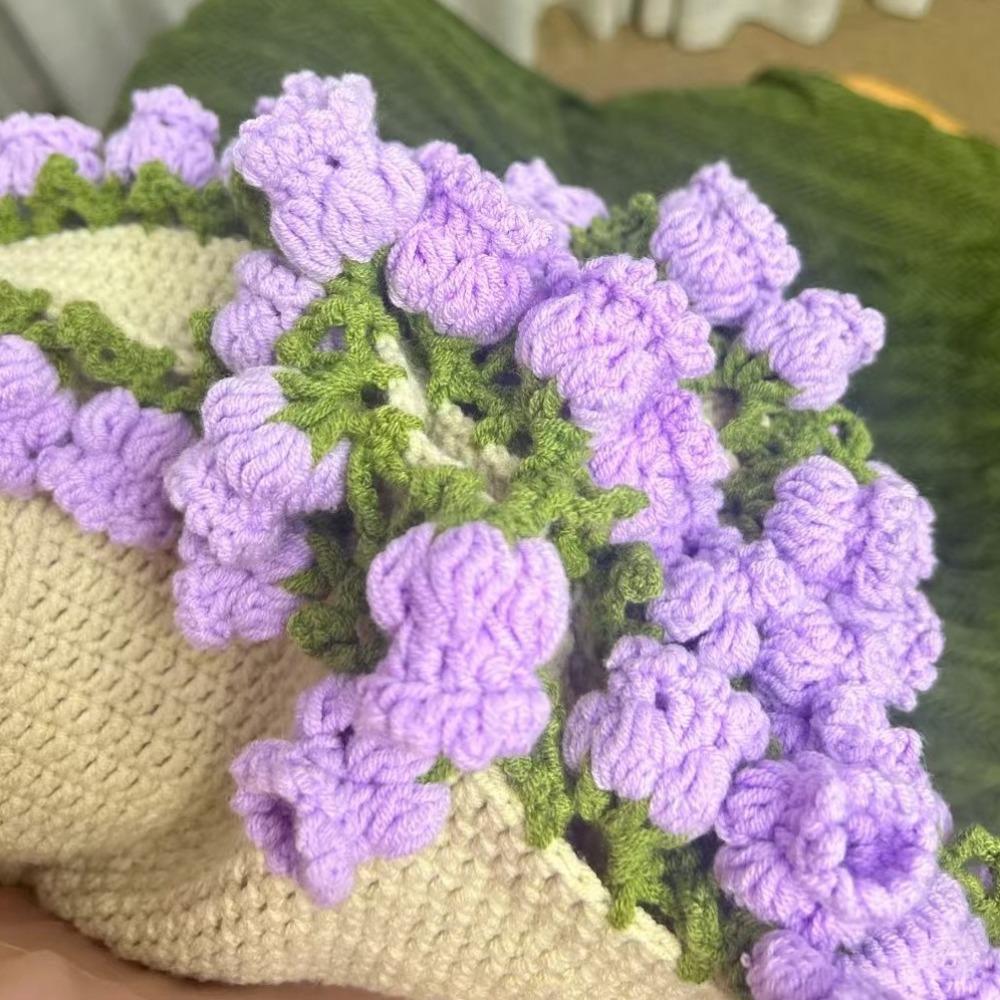 Fashion Knitted Flower Blanket Finished Flower Hugging Blanket Orchid Nap Blanket  Mother's Day