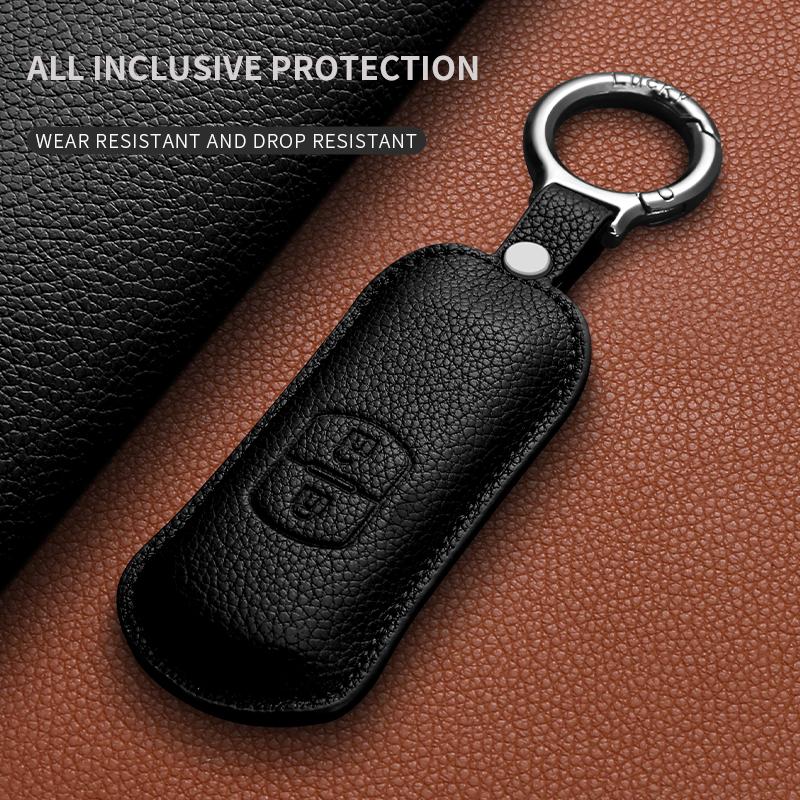 Leather Car Smart Remote Key Case Cover Shell for Mazda 3 6 Atenza Axela Demio CX5 CX3 CX7 CX9 MX5 Key Protector Fob Keychain