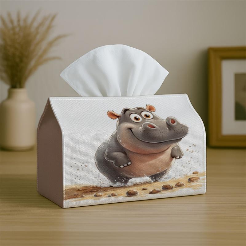 1pc Realistic Wildlife Tissue Box with Ducks Water Orange-Fabric Napkin Storage Organizer for Kitchen,Car,Elegant Decorative Box,Purpose for Living Ro