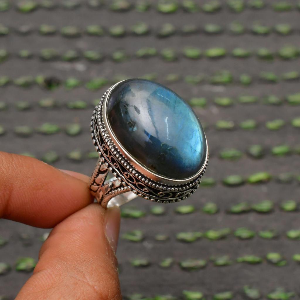 Labradorite Gemstone Handmade 925 Sterling Silver Jewelry Ring All Size