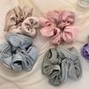 French Style Satin Scrunchie Hair Tie with Ruffle Edge Large Bow Hair Accessory for Women Elegant Luxurious Hair Band Stretchable Comfortable