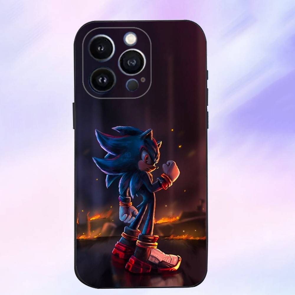 Anime The Hedgehog Shadow Phone Case For iPhone 16,15,14,13,12,11 Plus,Pro Max,XS,X,XR,SE,Mini,8,7,Soft Silicone Black Cover