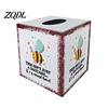 Farmhouse Style Paper Napkin Case Iron Art Square Tissue Box, Bee And Bird Watercolor Print Durable Waterproof Container Holder, Pastoral Decorative