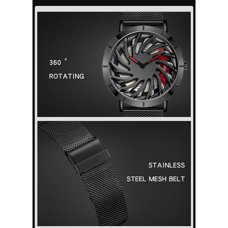 Сеть новых продуктов с кварцевыми часами Модные трендовые часы Простые креативные кварцевые мужские часы с полым автомобилем на колесиках