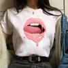 New Fashion Women Tshirt Watercolor Lips Printed Tops Tee Casual Short Sleeve Female Tee Shirts Harajuku Graphic T-Shirts Femme