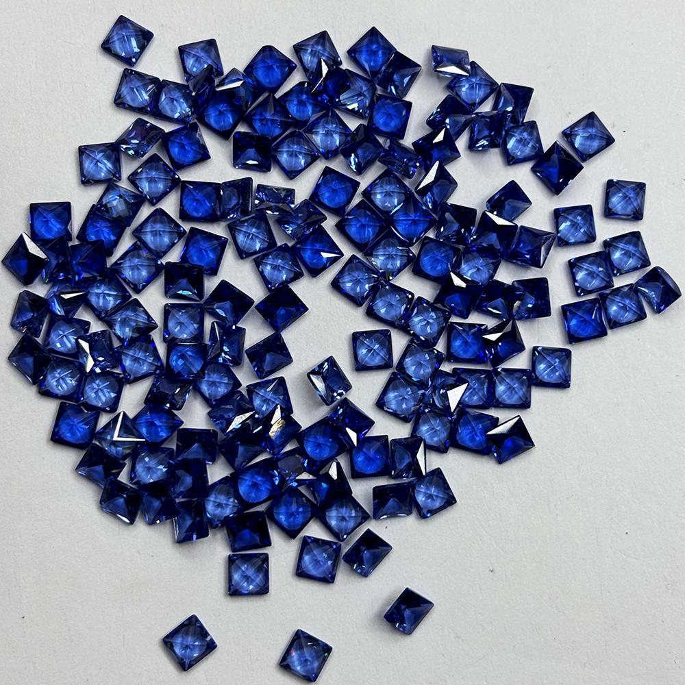 Natural Ceylon Blue Sapphire Square Cut 5x5 mm Gemstones Lot 25 PCS