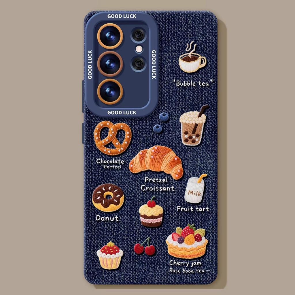 Джинсовый чехол для телефона в виде хлеба подходит для Samsung GalaxyS26 силиконовый S25 + ремешок S24ultra новый S22 набор