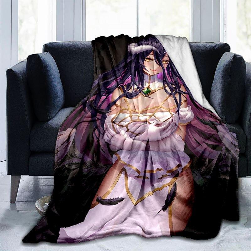 Сексуальное аниме-одеяло для девочек Albedo Pin Up для девочек, красивое фланелевое теплое одеяло для взрослых, покрывало с 3D принтом, мужской диван-пещера, декор для кемпинга