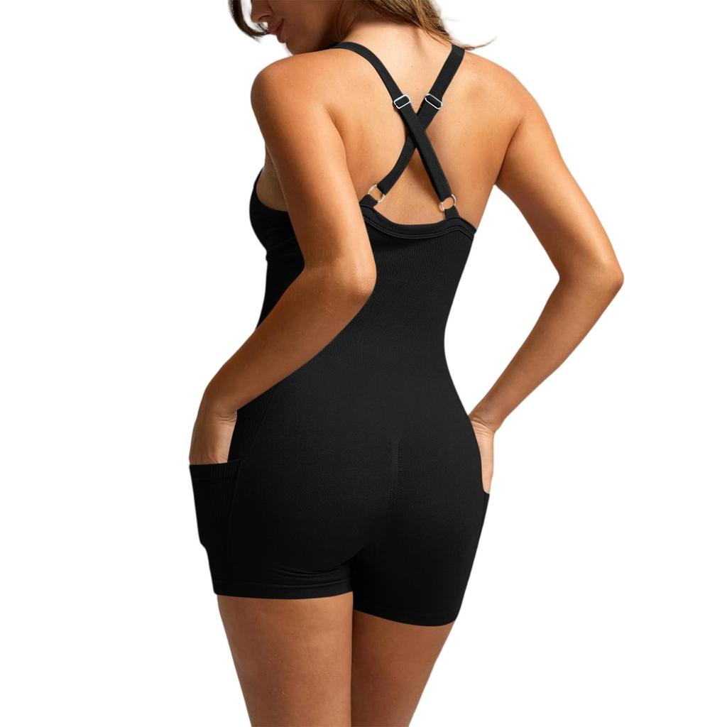 Женский модный однотонный костюм для йоги с круглым вырезом и облегающей спинкой, комбинезон для йоги