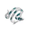 Snake Shaped Open Ring Women Classic Copper Alloy Zircon Ladies Jewelry Wedding Promise Party Gift