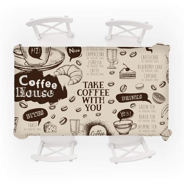 Retro Coffee Pattern Tablecloth Waterproof Dining Table Wedding Party Rectangular Tablecloth Home Textile Kitchen Decoration