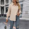 New Long Sleeved Commuter Fit Solid Color Polo Neck Fashion Simple Style Formal Office Women's Shirt