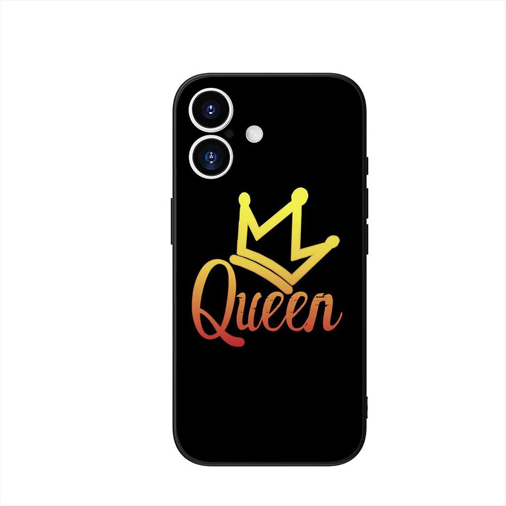 Queen King Princess Crown Phone Cover Case for Apple iPhone 16 15 14 Plus 13 12 Mini 17 Pro Max + 16E Air 16+ ProMax Casing