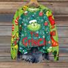 Women's Fashion Casual Long Sleeve Christmas Print Raglan Round Neck Sweatshirt Top