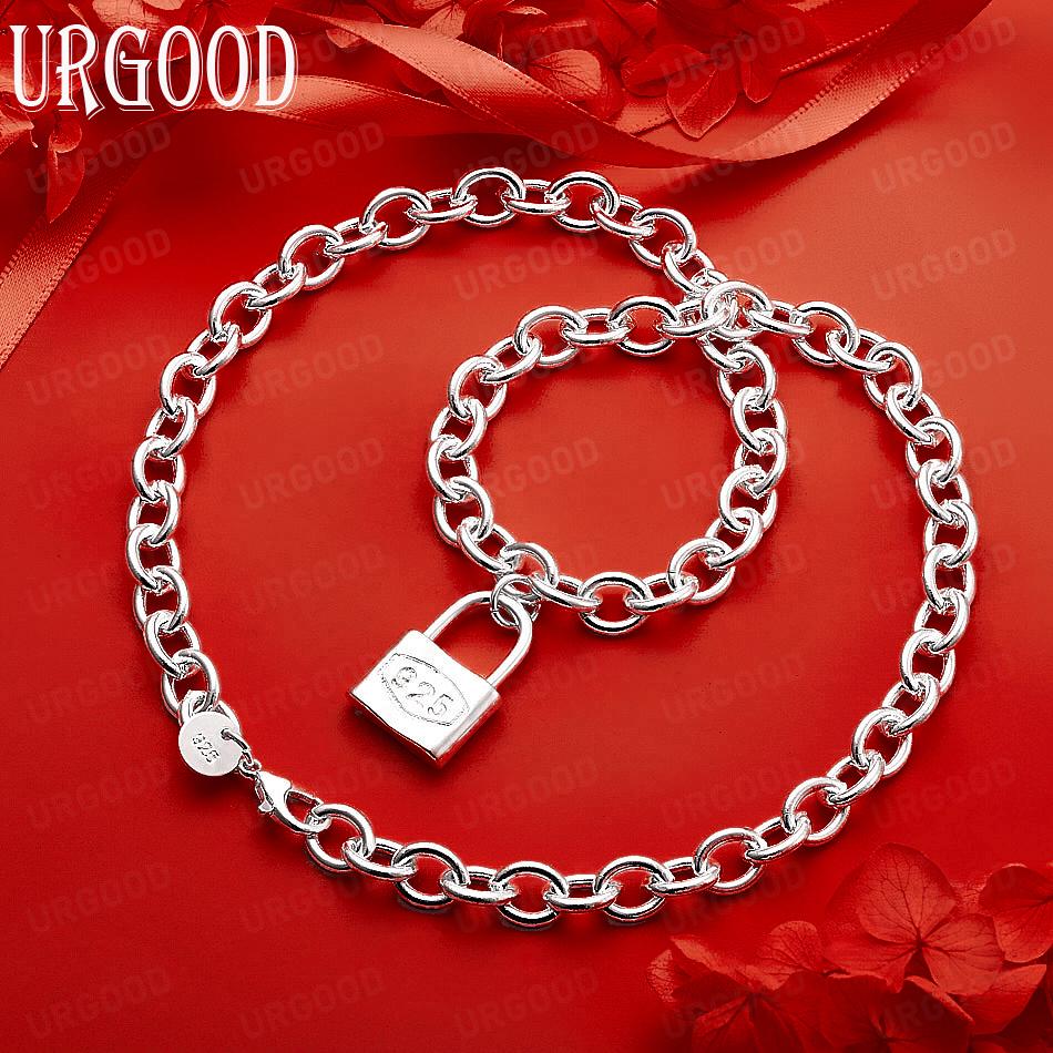 925 Sterling Silver Fashion Lock Necklace - Banquet Gift Jewelry