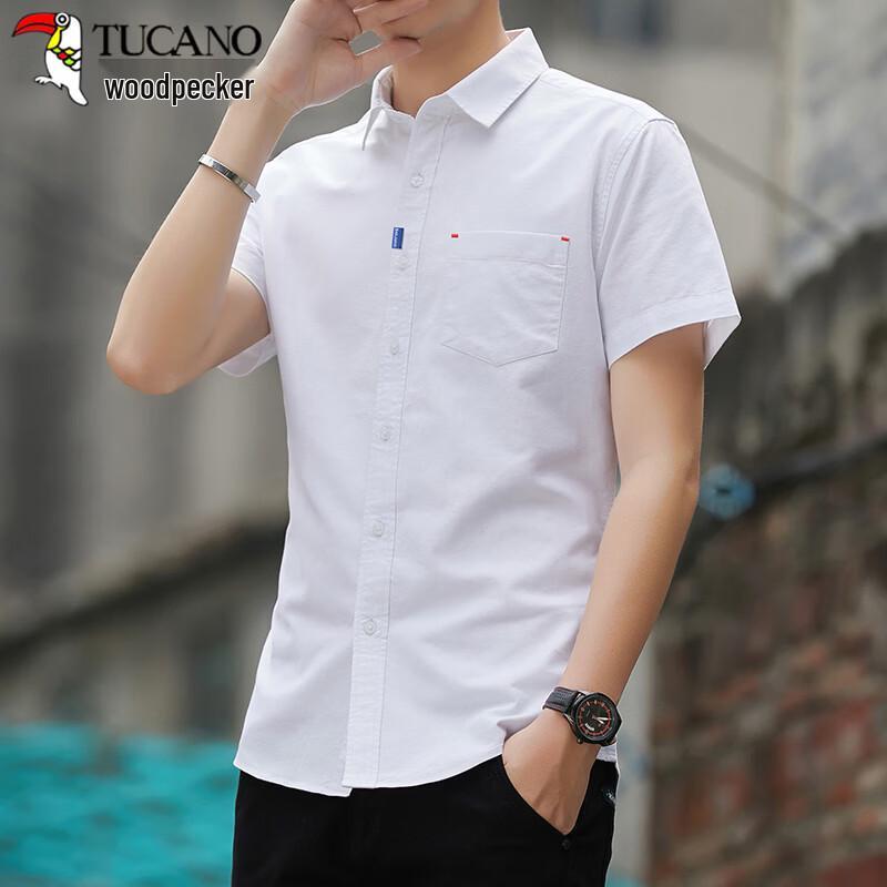 TUCANO Men's Summer Solid Color Cotton Oxford Shirt