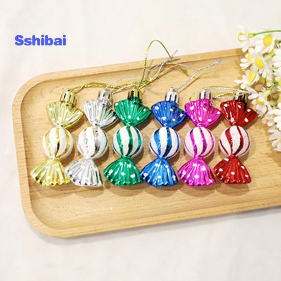 6 шт./кор. рождественские подвесные конфеты-орнаменты со шнурком, небьющиеся многоразовые гальваники, рождественская елка, маленький сладкий кулон