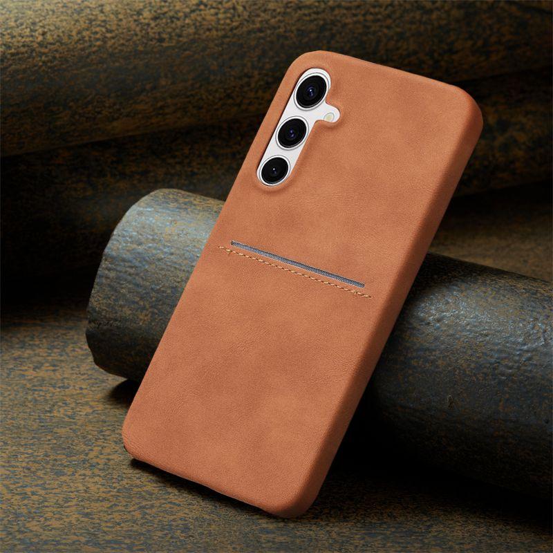 Card Slot Sheepskin Leather Texture Case For Samsung S26 S25 S24 S23 Ultra A55 A35 A15 A54 A34 Wallet Thin Hard PC Armor Cover