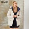PINK CHIC 2023 Winter Coat Women Down Jackets Pocketed Warm Lace Up Hooded Short Version Parka Female W6509