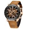 BY BENYAR Chronograph Analog 30M Water Leather Strap Quartz Brown Gift for Men Men's Watch, Resistant, Simple, Stylish, Popular, Formal, Movement,
