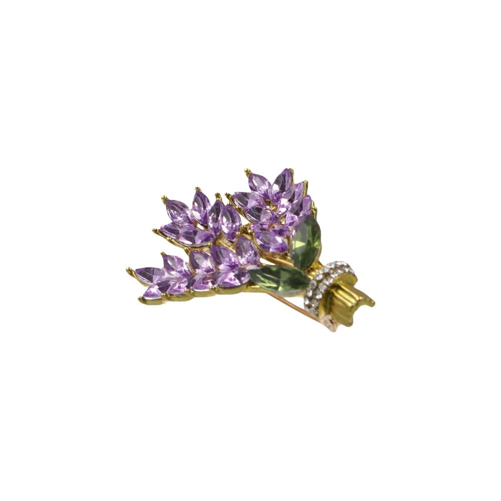 Crystal Lavender Brooch Lavender Rhinestone Lavender Shape Pin Lavender Women Brooch Party