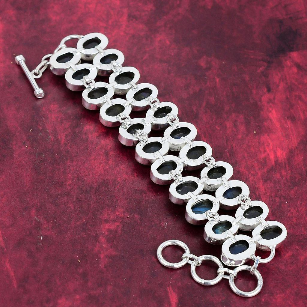 Ювелирные изделия с лабрадоритом, браслет из цельного серебра 925 пробы с драгоценными камнями, украшения ручной работы, на День памяти