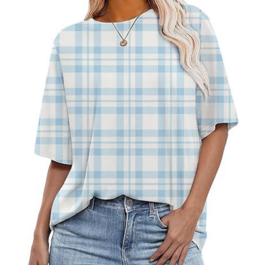 Женские повседневные свободные футболки с круглым вырезом и короткими рукавами в полоску с цифровой печатью для женщин