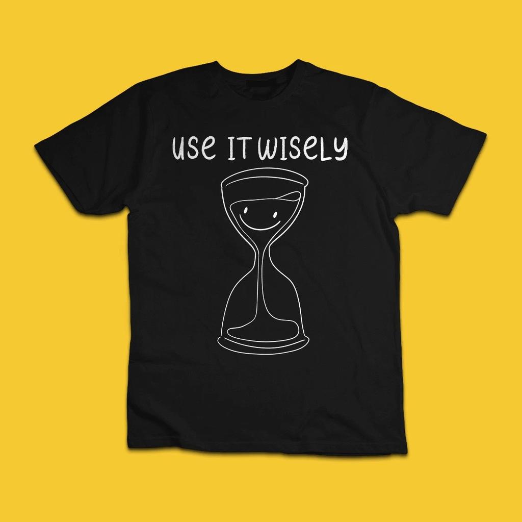 Use It Wisely Hourglass Graphic T-Shirt Time Life Philosophy Quote Tee