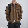 Japanese Retro Solid Color Men's Casual Work Shirt - Spring/Fall Loose Basic Style Jacket