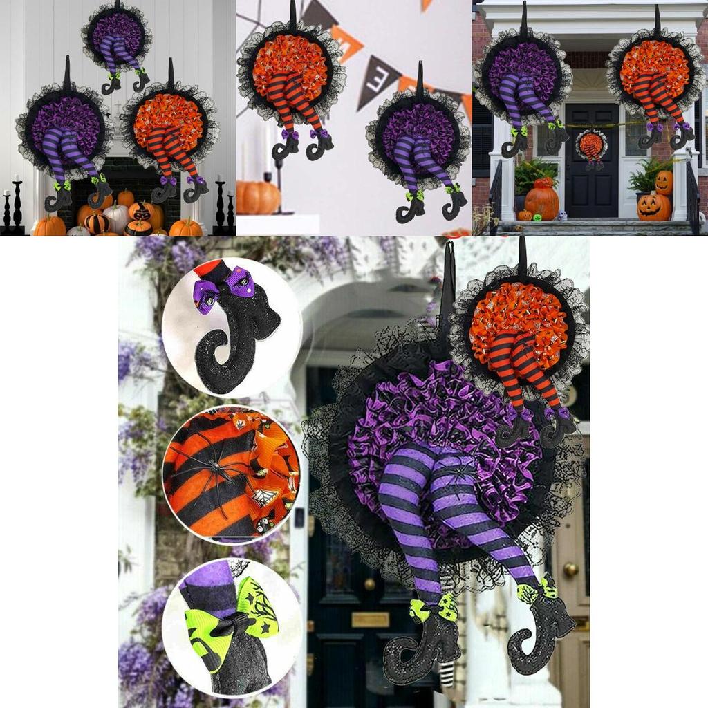Halloween Pumpkin Witch Wreath Unique Design For Front Door Decor