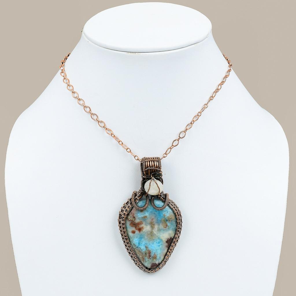 Подвеска Natural Republic Larimar, лунный камень, медная проволока, 3,07 дюйма, F7D51