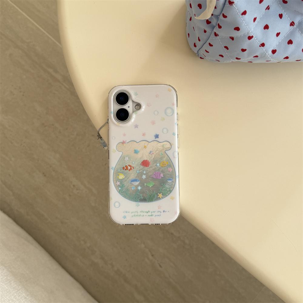 Корейский INS милый чехол для телефона со звездами и рыбой для iPhone 13 14 15 16 Pro Max Fundas с брелоком кавайи Милый Защитный чехол от падения
