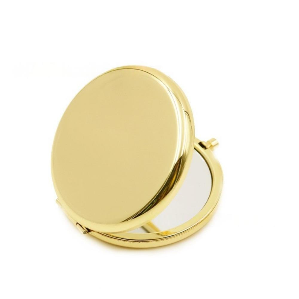 Portable Handheld Pocket Makeup Mirror Metal Stand-up Travel Compact Folding Double-Sided Small Mirror Double-Sided for Ladie