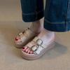 Casual Shoes One-shoulder Shoes Muffin Thick-soled Versatile Flip-flops with Buckles
