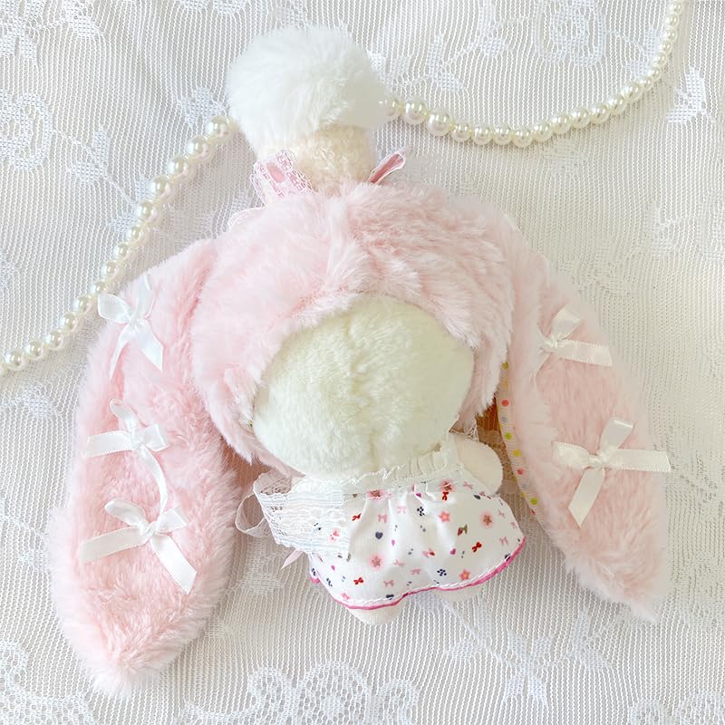 Пушистая шапка-кигуруми кролика для плюшевых игрушек (10см), Розовый [Б/У]