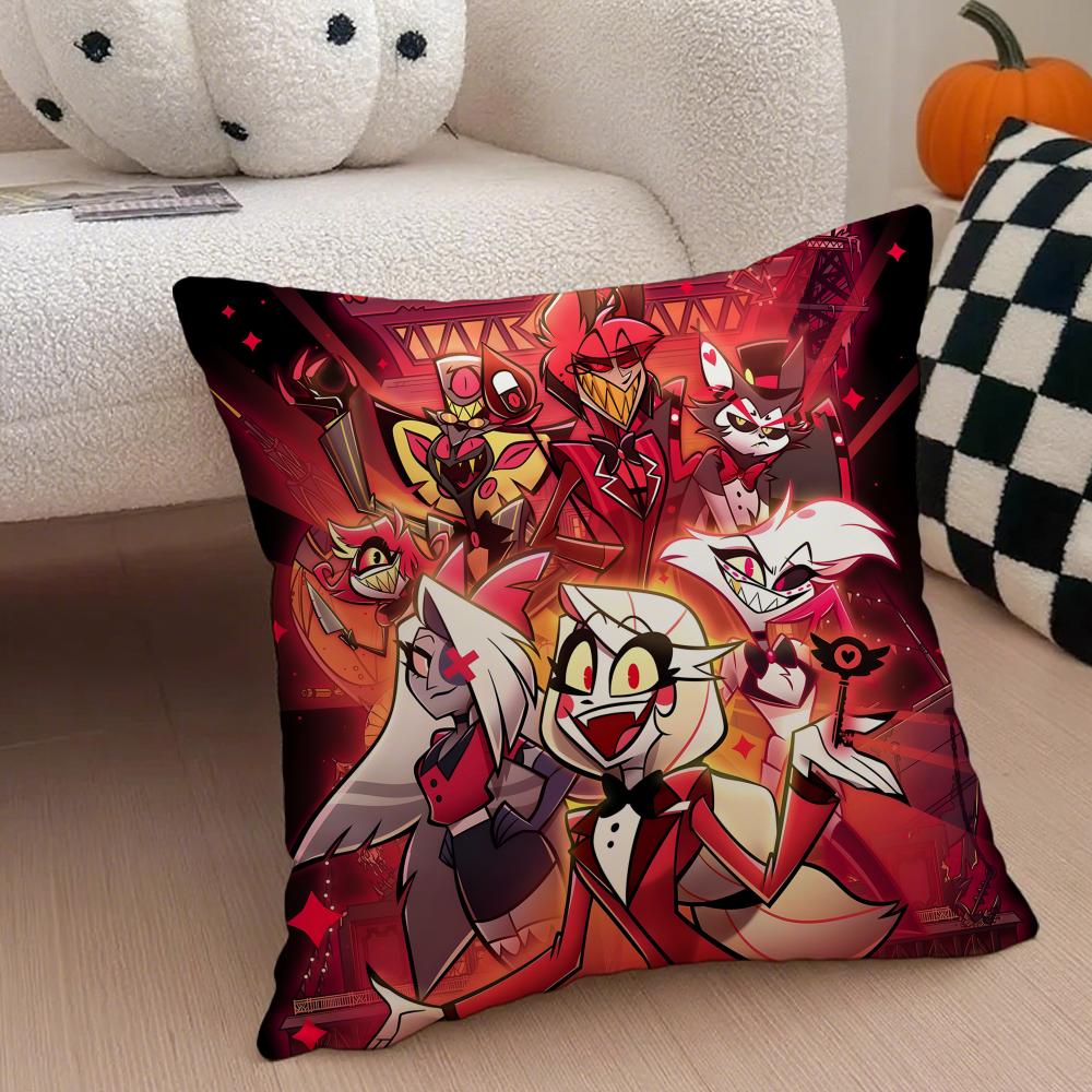 Edgy Musical Quirky Animate HHazbin Hotel Cushion Cover Throw Pillow Cover Hidden Button Durable Polyester Chair Cushion