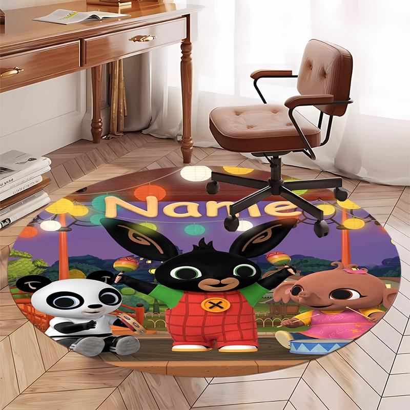 Custom Name Bing Printed Round Rug Carpet Chair Rug Area Rug Entryway Doormats,for Office Chair Living Room Bedroom Kitchen Room.