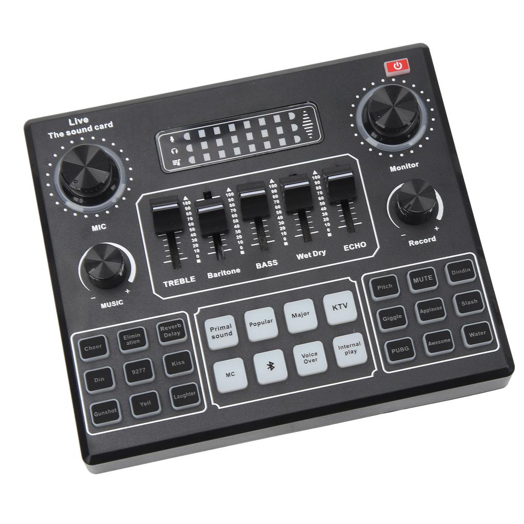 Live Sound Card Professional Dual Channel Bluetooth Stereo Mixer Board with Effect Voice Changer for Live Streaming