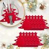 Christmas Cutlery Holder Bag Tree/Heart Shaped Knife Folk Tableware Holder Pockets Felt Dinner Flatware Covers for Christmas Party Dinner Table Decor