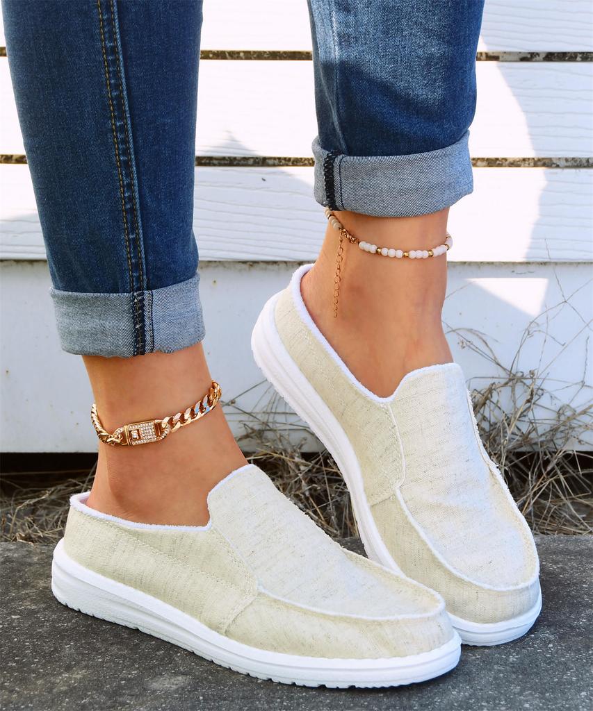 Women's Slip On Print Cloth Shoes Summer New Flat Bottom Light Lazy Fisherman Shoes Canvas Breathable Flat Women Single Shoes