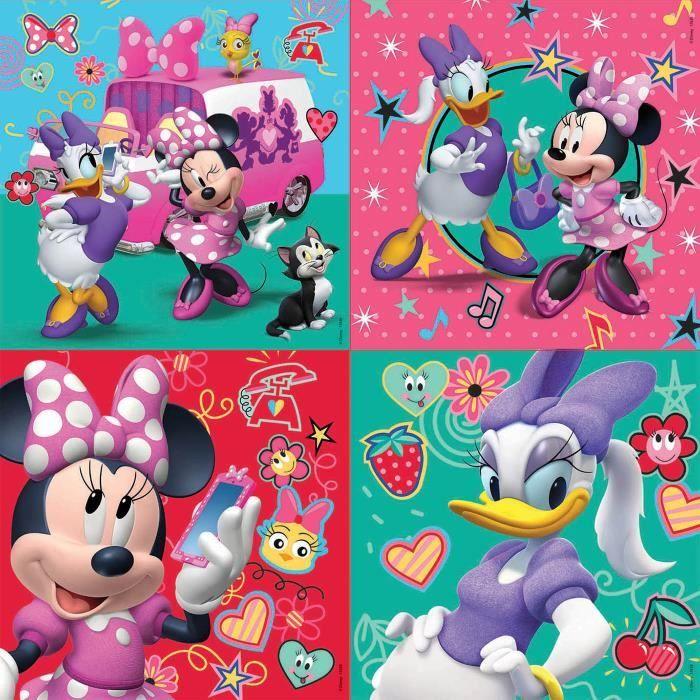4 Progressive Puzzles - EDUCA - Minnie & Friends Progressive Puzzles Case; The Happy Helpers (12-16-20-25)